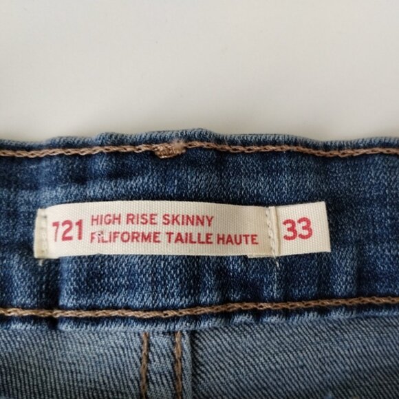 Levi's 721 Skinny Jeans Size 33 (34x29) Blue High Rise - Picture 5 of 14